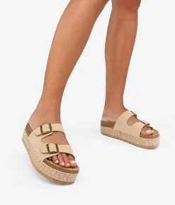 Clearance Bosanova Sandalias de plataforma beige con suela de esparto bicolor