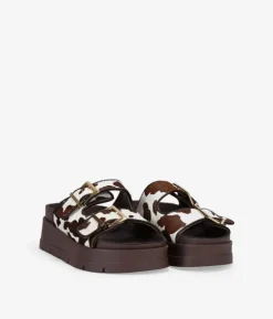 Discount Bosanova Sandalias de plataforma con pelo print vaca