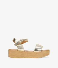 Outlet Bosanova Sandalias de plataforma doradas con hebilla