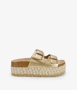 Clearance Bosanova Sandalias de plataforma doradas con esparto