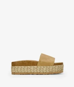 Clearance Bosanova Sandalias de plataforma marrones con suela de esparto bicolor