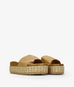 Clearance Bosanova Sandalias de plataforma marrones con suela de esparto bicolor