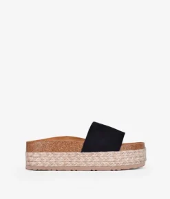 Clearance Bosanova Sandalias de plataforma negras con suela de esparto bicolor