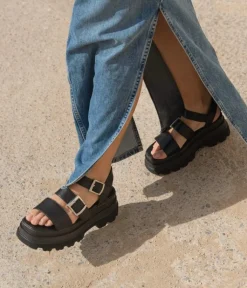 Hot Bosanova Sandalias de plataforma negras con dos hebillas