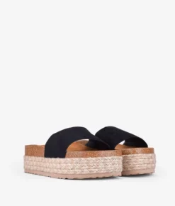 Clearance Bosanova Sandalias de plataforma negras con suela de esparto bicolor