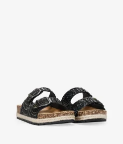 Best Bosanova Sandalias de plataforma negras con piedras y hebillas