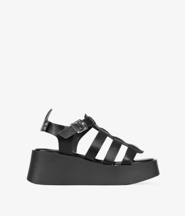 Outlet Bosanova Sandalias de plataforma negras con hebilla