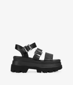 Hot Bosanova Sandalias de plataforma negras con dos hebillas