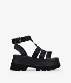 Clearance Bosanova Sandalias de plataforma negras con hebilla