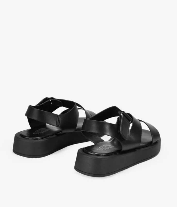 Outlet Bosanova Sandalias de plataforma negras con velcro