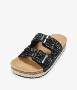 Best Bosanova Sandalias de plataforma negras con piedras y hebillas