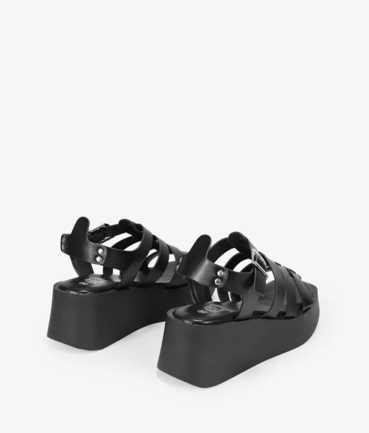 Outlet Bosanova Sandalias de plataforma negras con hebilla