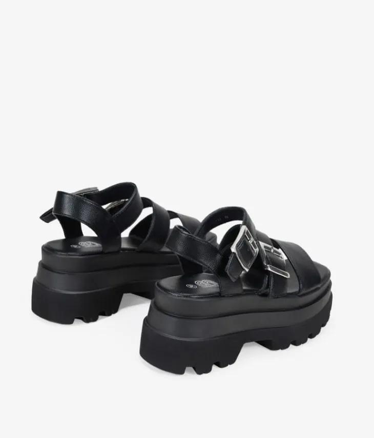 Hot Bosanova Sandalias de plataforma negras con dos hebillas