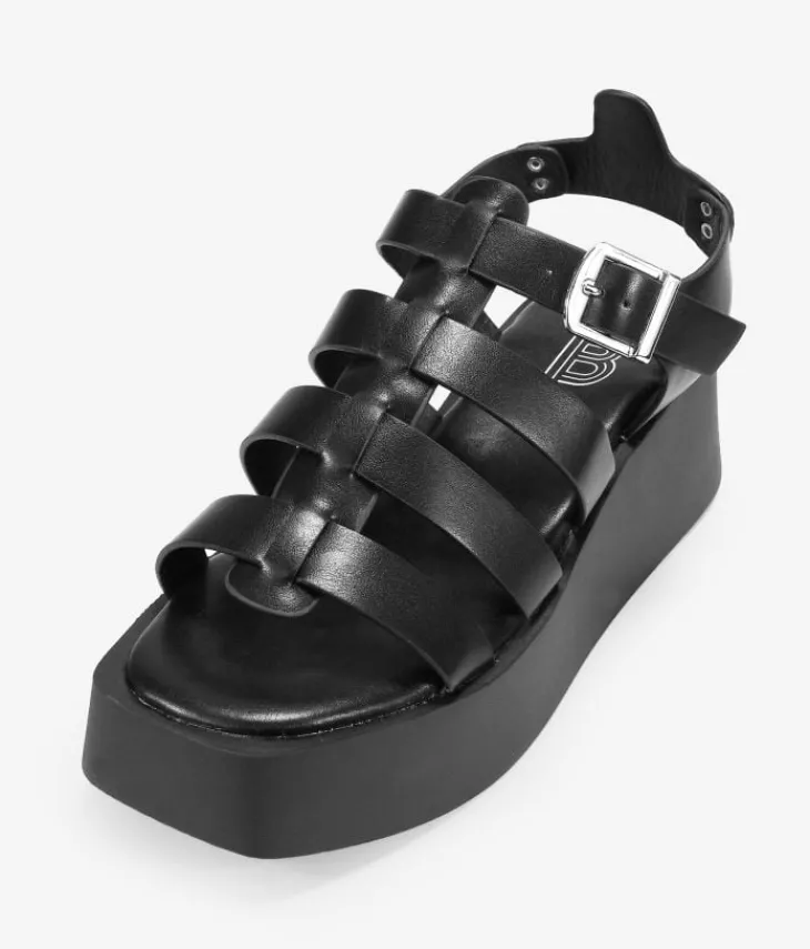Outlet Bosanova Sandalias de plataforma negras con hebilla