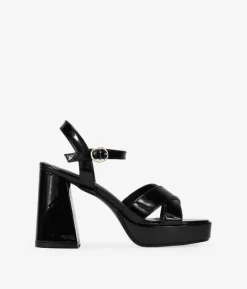 Clearance Bosanova Sandalias de tacón ancho negras en charol