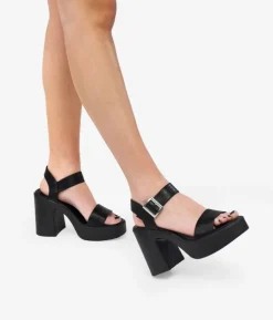 Clearance Bosanova Sandalias de tacón ancho negras con hebilla