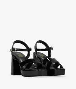 Clearance Bosanova Sandalias de tacón ancho negras en charol