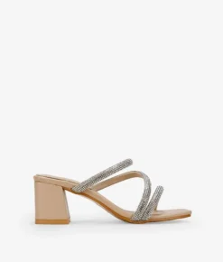 Outlet Bosanova Sandalias de tacón beige con brillantes