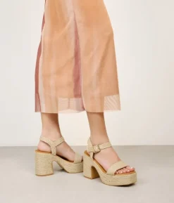 Best Bosanova Sandalias de tacón beige en rafia