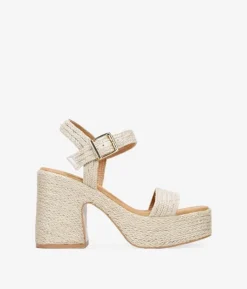 Best Bosanova Sandalias de tacón beige en rafia