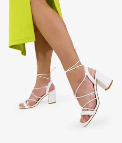 Discount Bosanova Sandalias de tacón blancas con cuerdas