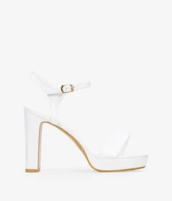 Clearance Bosanova Sandalias de tacón blancas con pulsera y hebilla