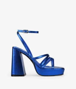 Sale Bosanova Sandalias de tacón campana azul metalizado