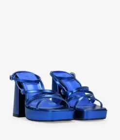 Sale Bosanova Sandalias de tacón campana azul metalizado
