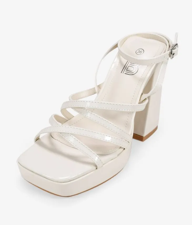 Discount Bosanova Sandalias de tacón campana blancas en charol