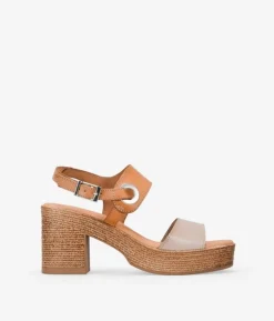 Outlet Bosanova Sandalias de tacón cuero en piel con cierre de hebilla