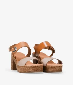 Outlet Bosanova Sandalias de tacón cuero en piel con cierre de hebilla