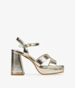 Outlet Bosanova Sandalias de tacón doradas con pulsera y hebilla
