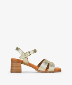 Discount Bosanova Sandalias de tacón doradas en piel con pulsera