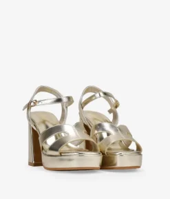Outlet Bosanova Sandalias de tacón doradas con pulsera y hebilla