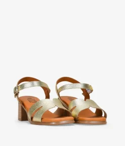 Discount Bosanova Sandalias de tacón doradas en piel con pulsera