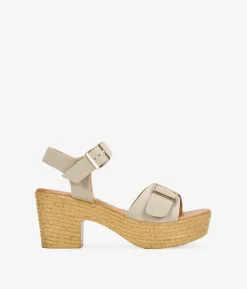 Best Bosanova Sandalias de tacón efecto esparto beige con hebillas
