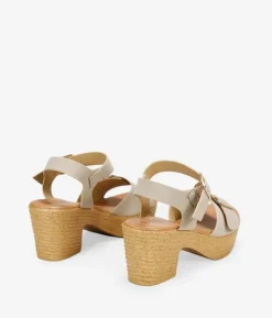 Best Bosanova Sandalias de tacón efecto esparto beige con hebillas