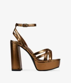Outlet Bosanova Sandalias de tacón marrones con plataforma