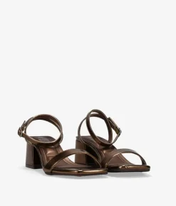 Clearance Bosanova Sandalias de tacón marrones metalizadas con hebilla