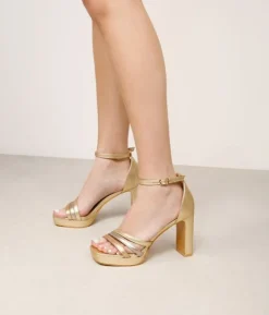 Discount Bosanova Sandalias de tacón metalizadas con talonera