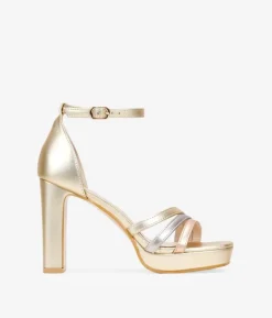 Discount Bosanova Sandalias de tacón metalizadas con talonera