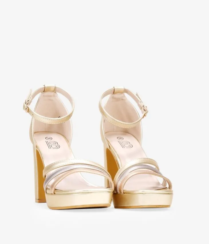 Discount Bosanova Sandalias de tacón metalizadas con talonera