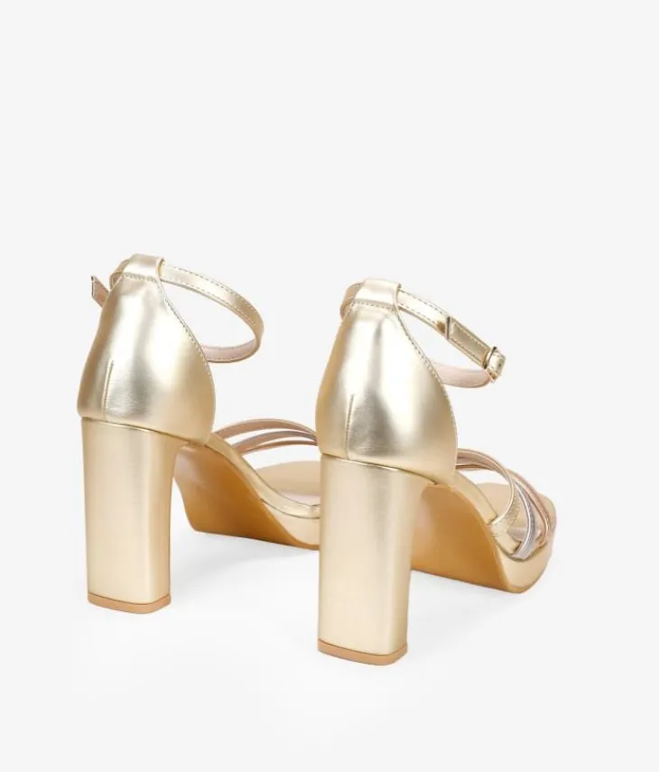 Discount Bosanova Sandalias de tacón metalizadas con talonera