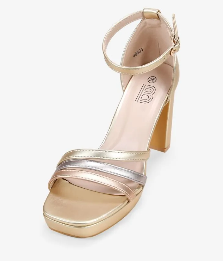 Discount Bosanova Sandalias de tacón metalizadas con talonera