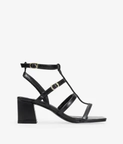 Discount Bosanova Sandalias de tacón negras con tiras y hebilla