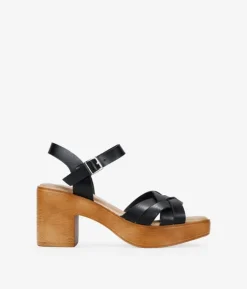 Outlet Bosanova Sandalias de tacón negras efecto madera