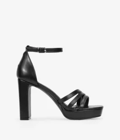 Discount Bosanova Sandalias de tacón negras con talonera
