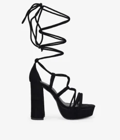 Outlet Bosanova Sandalias de tacón negras con plataforma y cordones