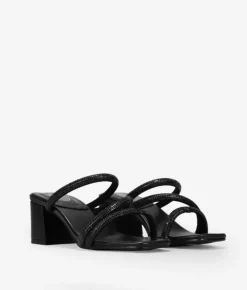 Outlet Bosanova Sandalias de tacón negras con brillantes
