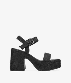Clearance Bosanova Sandalias de tacón negras en rafia